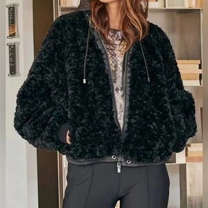 ANATOMIE sherpa enya jacket in black XS travel wear removable hood